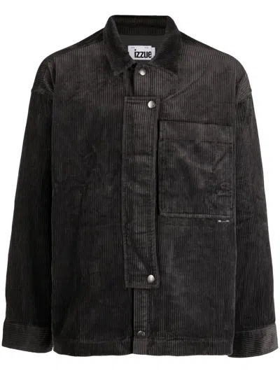 Izzue Corduroy Cotton Shirt Jacket In Black