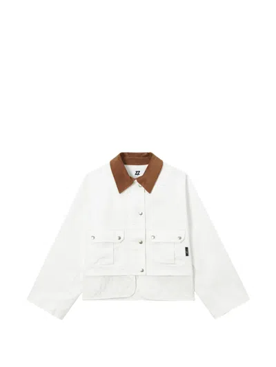Izzue Corduroy-collar Panelled Jacket In White