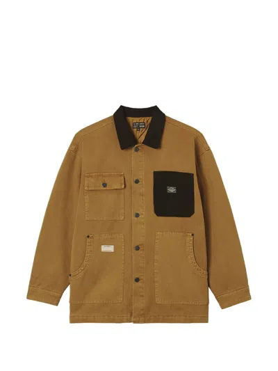 Izzue Corduroy-collar Patch-pocket Shirt Jacket In Brown