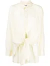 Izzue Crinkled-finish Tie-fastening Shirt In Yellow