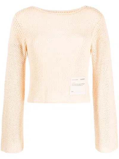 Izzue Crochet Cropped Jumper In Neutrals