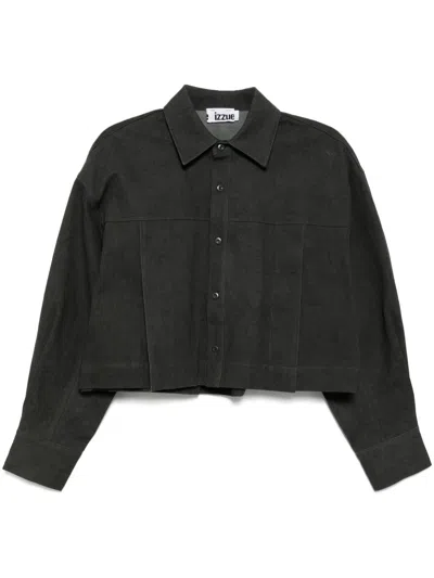 Izzue Cropped Shirt Jacket In Black