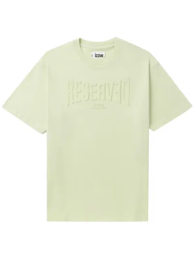 Izzue Debossed-slogan Cotton T-shirt In Green