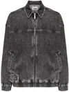Izzue Denim Bomber Jacket In Grey
