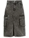 Izzue Denim Cargo Skirt In Black