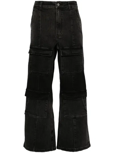 Izzue Denim Cargo Trousers In Black