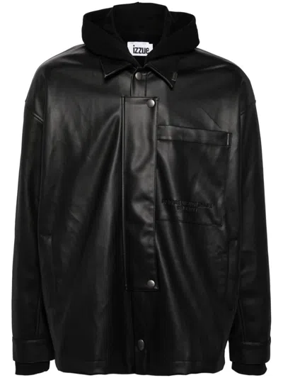 Izzue Detachable Faux-leather Jacket In Black