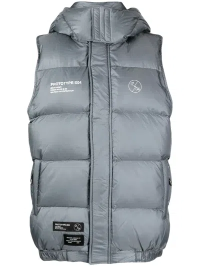 Izzue Detachable-hood Quilted Down Gilet In Grey