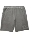 Izzue Distressed Cotton Track Shorts In 中性色