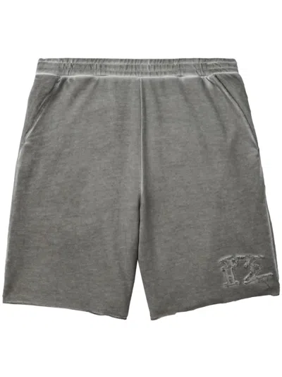 Izzue Distressed Cotton Track Shorts In 中性色