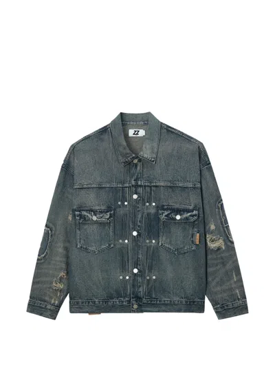 Izzue Distressed Denim Jacket In Blue