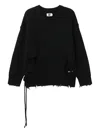 Izzue Distressed Side-lace Sweater In Black