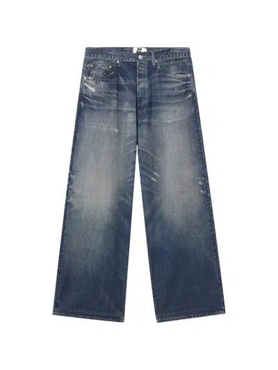 Izzue Distressed Wide-leg Jeans In Blue