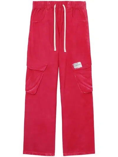 Izzue Drawstring Cotton Cargo Trousers In 粉色