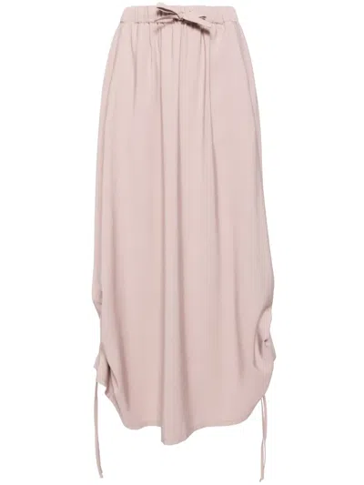 Izzue Drawstring Draped Maxi Skirt In Pink