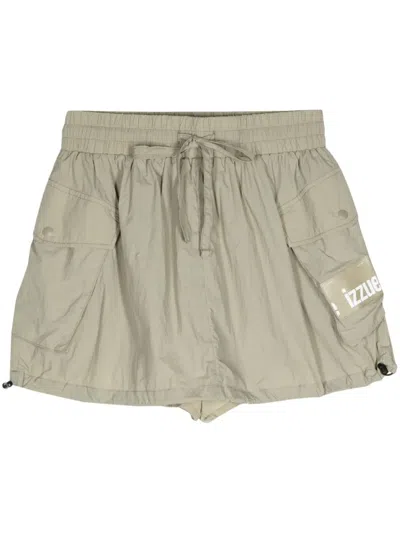 Izzue Drawstring Lightweight Mini Skort In Green