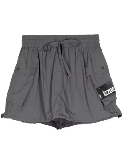 Izzue Drawstring Lightweight Mini Skort In Grey