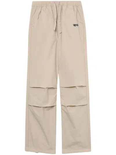Izzue Drawstring-waist Cotton Trousers In Nude