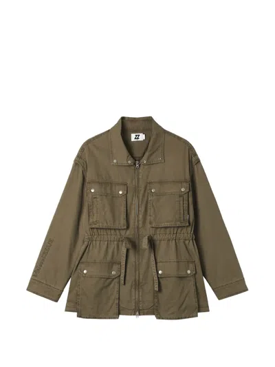 Izzue Drawstring-waist Utility Jacket In Brown