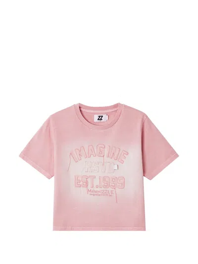 Izzue Embroidered Cropped T-shirt In Pink