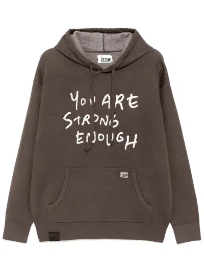Izzue Embroidered Hoodie In 褐色