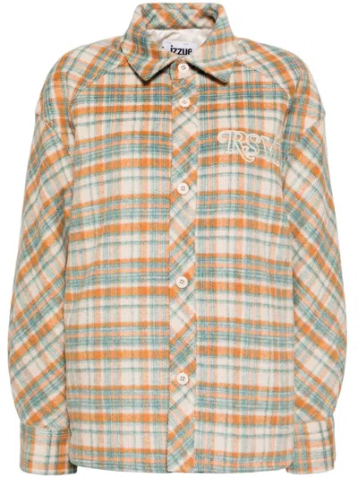Izzue Embroidered-logo Check Shirt In Neutrals
