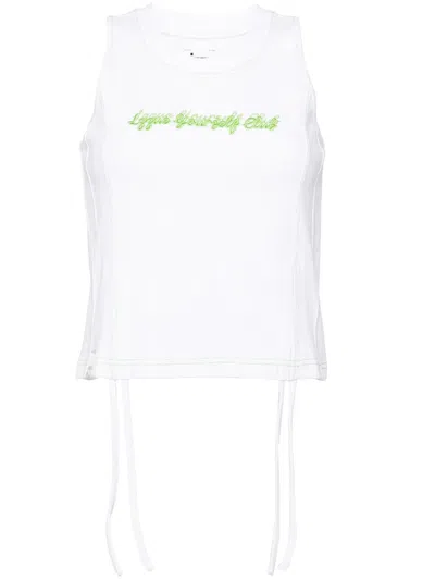 Izzue Embroidered-slogan Sleveless Top In 白色