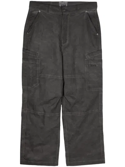 Izzue Faded-effect Straight-leg Cargo Trousers In Grey