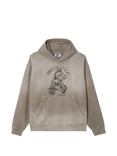 Izzue Faded-effect Graphic-print Hoodie In Brown