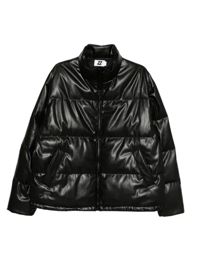 Izzue Faux Leather Padded Jacket In Black