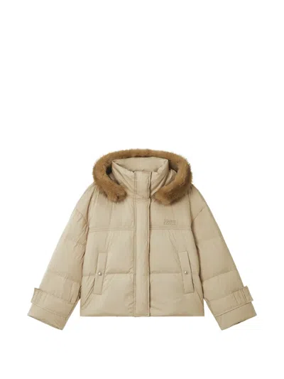 Izzue Faux-fur Trim Padded Jacket In Neutral