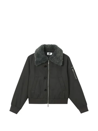 Izzue Faux-shearling Collar Jacket In Black
