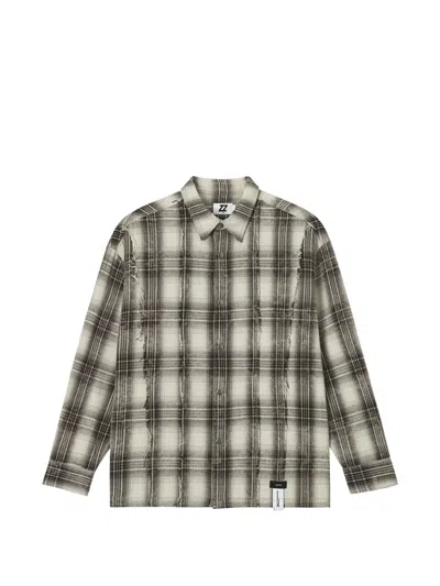 Izzue Frayed-detailing Check-pattern Shirt In Multi