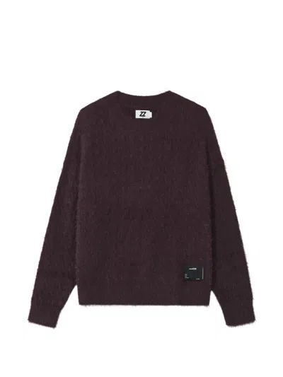 Izzue Fuffy Knit Intarsia-logo Sweater In Purple