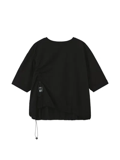 Izzue Gathered T-shirt In Black