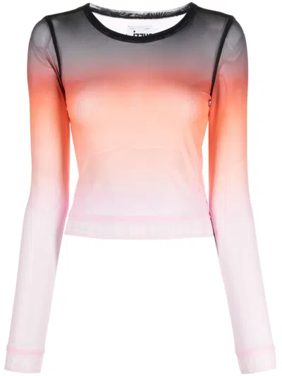 Izzue Gradient-effect Sheer Mesh Top In Multicolour