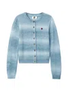 GRADIENT-EFFECT HEART-PATCH CARDIGAN
