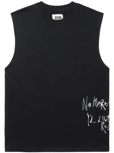 Izzue Graphic-print Cotton Vest In Black
