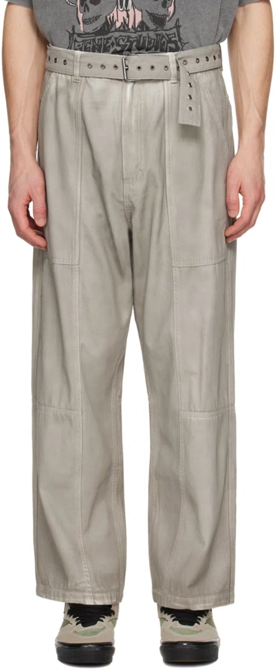 Izzue Gray Belted Trousers In Bgt