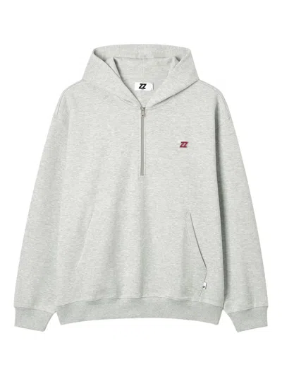 Izzue Half-zip Kangaroo-pocket Hoodie In Gray