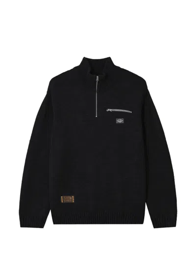Izzue Half-zip Logo-patch Sweater In Black