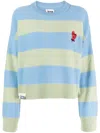 Izzue Heart-patch Wool-blend Jumper In Blue