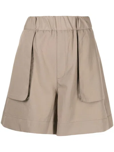 Izzue High-waisted Elasticated-waistband Shorts In Brown