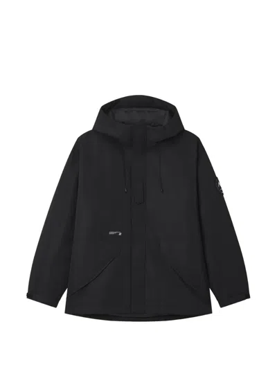 Izzue Hooded Logo-patch Jacket In Black