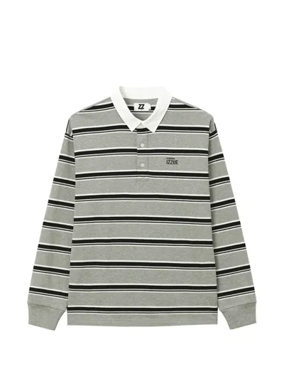 Izzue Horizontal-stripe Long-sleeve Polo Shirt In Multi
