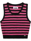 Izzue Knitted Striped Cotton Top In Fux