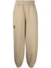 Izzue Label Logo-patch Cotton Blend Track Pants In Brown