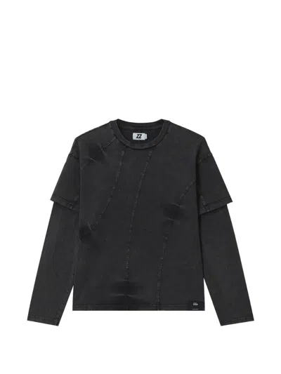 Izzue Layered Acid-wash T-shirt In Black