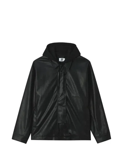 Izzue Layered Drawstring-hood Jacket In Black