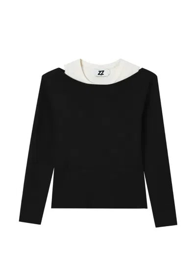 Izzue Layered-design Long-sleeves T-shirt In Black